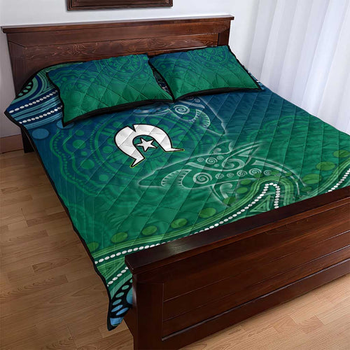 Torres Strait Islands Quilt Bed Set Shark Indigenous Australian Tribal Dot Art
