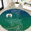 Torres Strait Islands Round Carpet Shark Indigenous Australian Tribal Dot Art