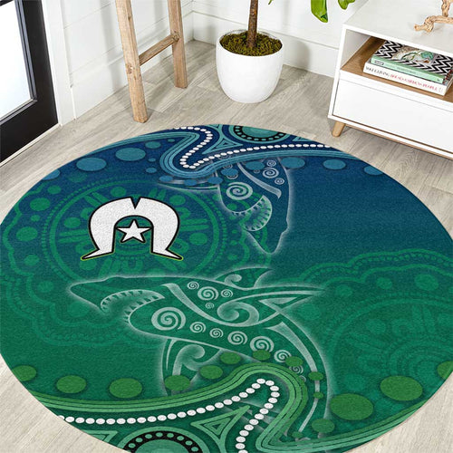 Torres Strait Islands Round Carpet Shark Indigenous Australian Tribal Dot Art