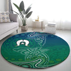 Torres Strait Islands Round Carpet Shark Indigenous Australian Tribal Dot Art