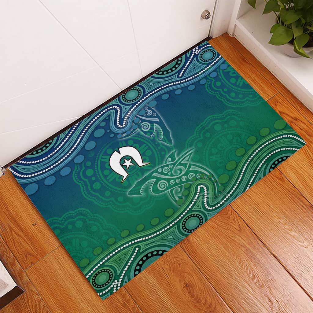 Torres Strait Islands Rubber Doormat Shark Indigenous Australian Tribal Dot Art