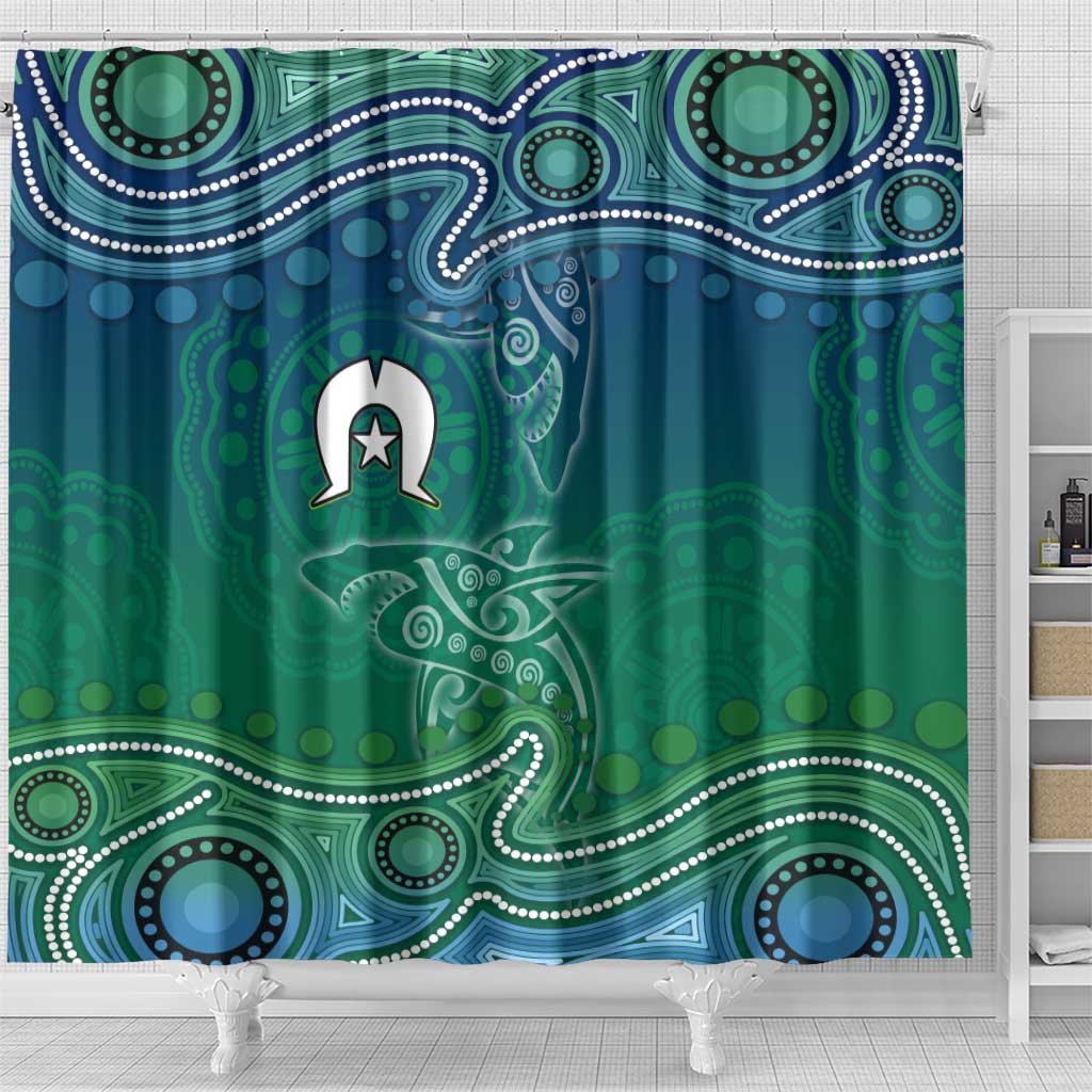 Torres Strait Islands Shower Curtain Shark Indigenous Australian Tribal Dot Art