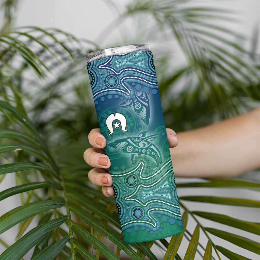 Torres Strait Islands Skinny Tumbler Shark Indigenous Australian Tribal Dot Art