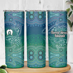 Torres Strait Islands Skinny Tumbler Shark Indigenous Australian Tribal Dot Art