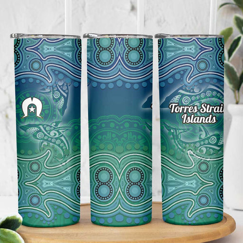 Torres Strait Islands Skinny Tumbler Shark Indigenous Australian Tribal Dot Art