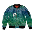 Torres Strait Islands Sleeve Zip Bomber Jacket Shark Indigenous Australian Tribal Dot Art