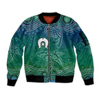Torres Strait Islands Sleeve Zip Bomber Jacket Shark Indigenous Australian Tribal Dot Art