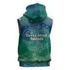Torres Strait Islands Sleeveless Hoodie Shark Indigenous Australian Tribal Dot Art