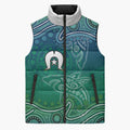 Torres Strait Islands Sleeveless Puffer Jacket Shark Indigenous Australian Tribal Dot Art