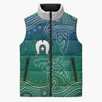 Torres Strait Islands Sleeveless Puffer Jacket Shark Indigenous Australian Tribal Dot Art