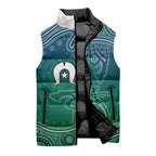 Torres Strait Islands Sleeveless Puffer Jacket Shark Indigenous Australian Tribal Dot Art