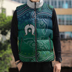 Torres Strait Islands Sleeveless Puffer Jacket Shark Indigenous Australian Tribal Dot Art