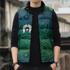 Torres Strait Islands Sleeveless Puffer Jacket Shark Indigenous Australian Tribal Dot Art