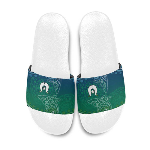 Torres Strait Islands Slide Sandals Shark Indigenous Australian Tribal Dot Art