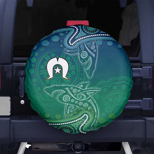 Torres Strait Islands Spare Tire Cover Shark Indigenous Australian Tribal Dot Art