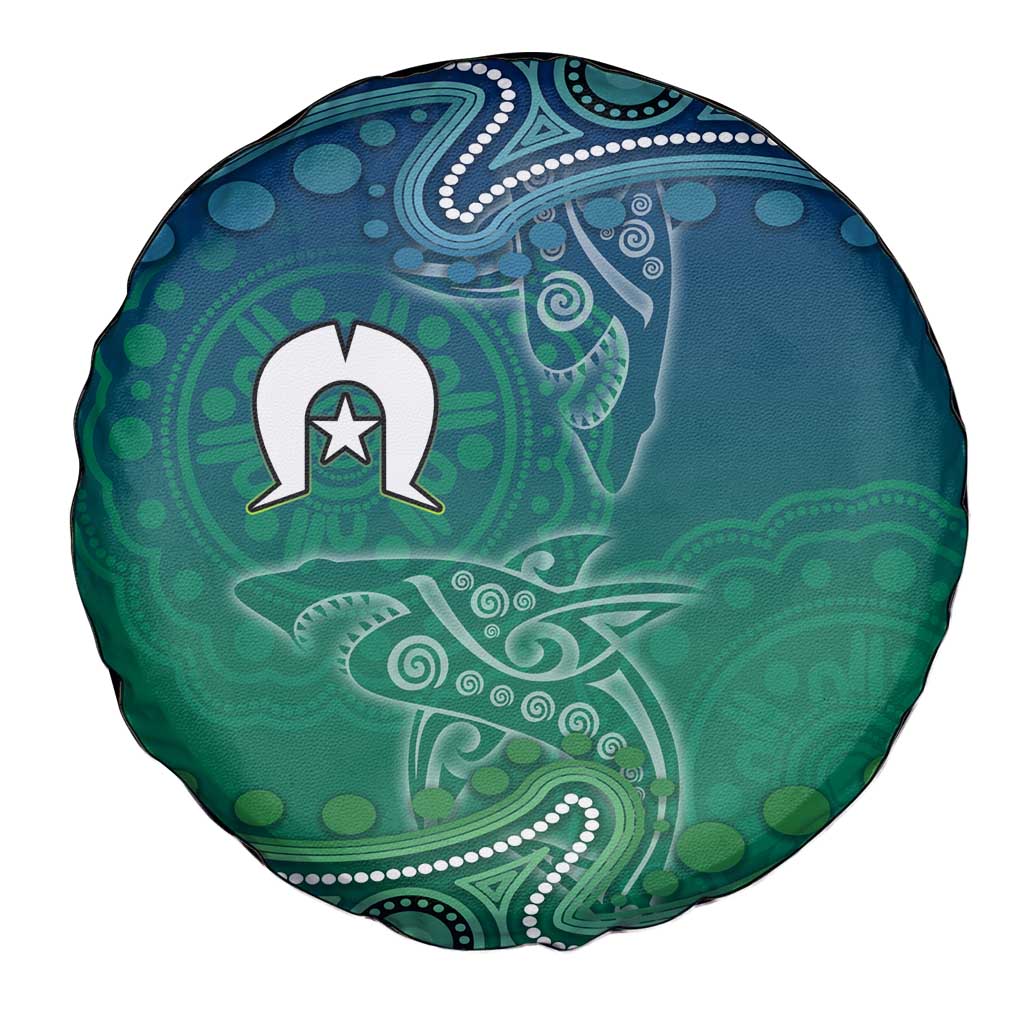 Torres Strait Islands Spare Tire Cover Shark Indigenous Australian Tribal Dot Art