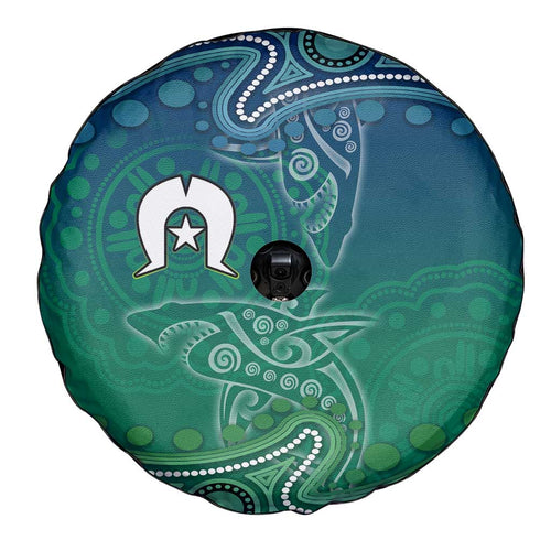Torres Strait Islands Spare Tire Cover Shark Indigenous Australian Tribal Dot Art