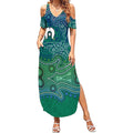 Torres Strait Islands Summer Maxi Dress Shark Indigenous Australian Tribal Dot Art