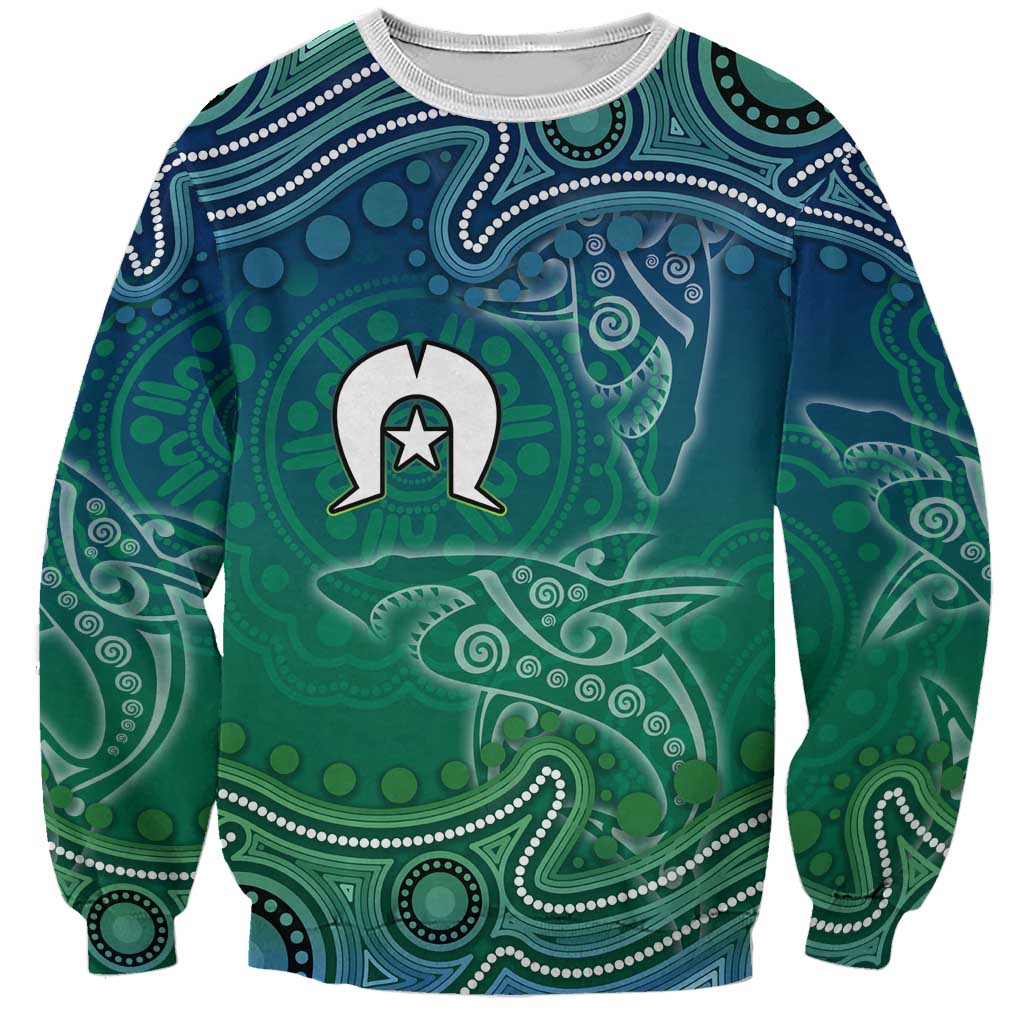 Torres Strait Islands Sweatshirt Shark Indigenous Australian Tribal Dot Art