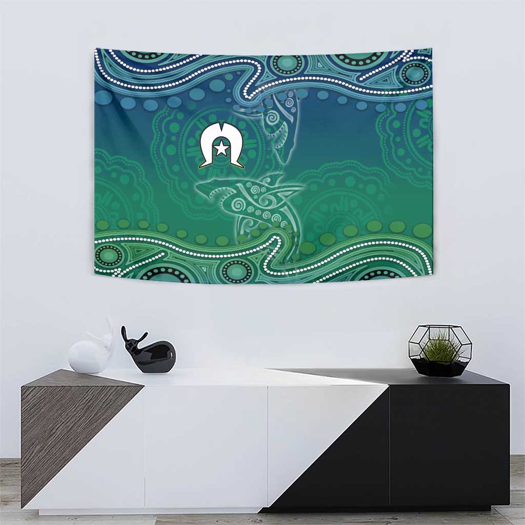Torres Strait Islands Tapestry Shark Indigenous Australian Tribal Dot Art