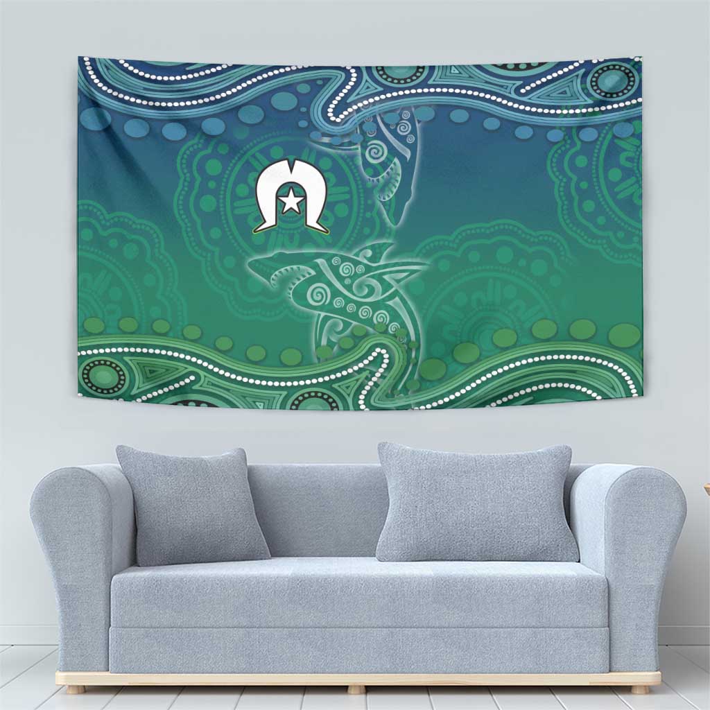 Torres Strait Islands Tapestry Shark Indigenous Australian Tribal Dot Art