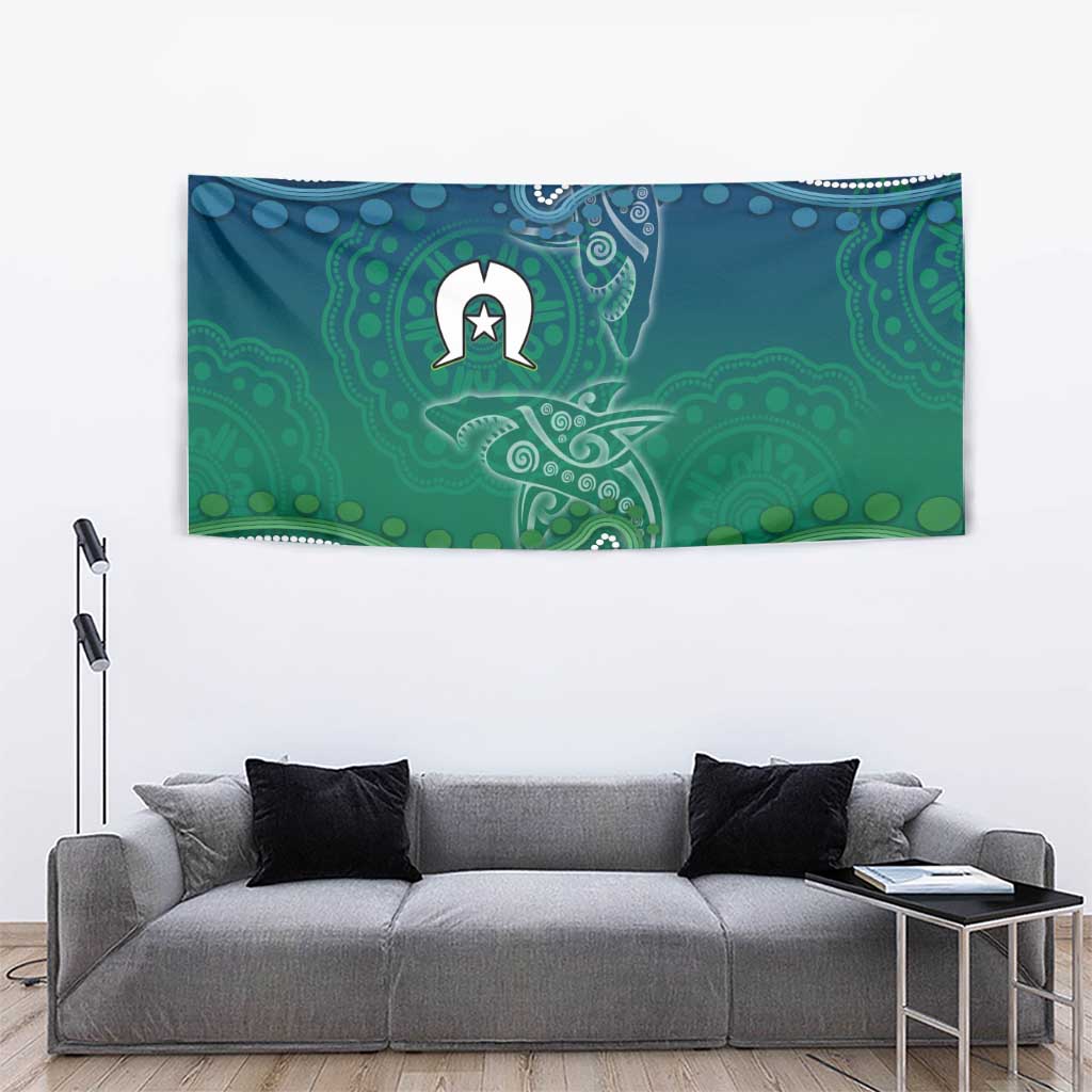 Torres Strait Islands Tapestry Shark Indigenous Australian Tribal Dot Art