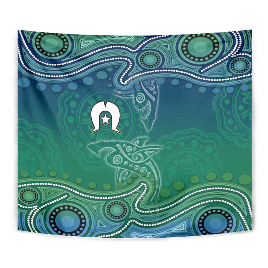 Torres Strait Islands Tapestry Shark Indigenous Australian Tribal Dot Art