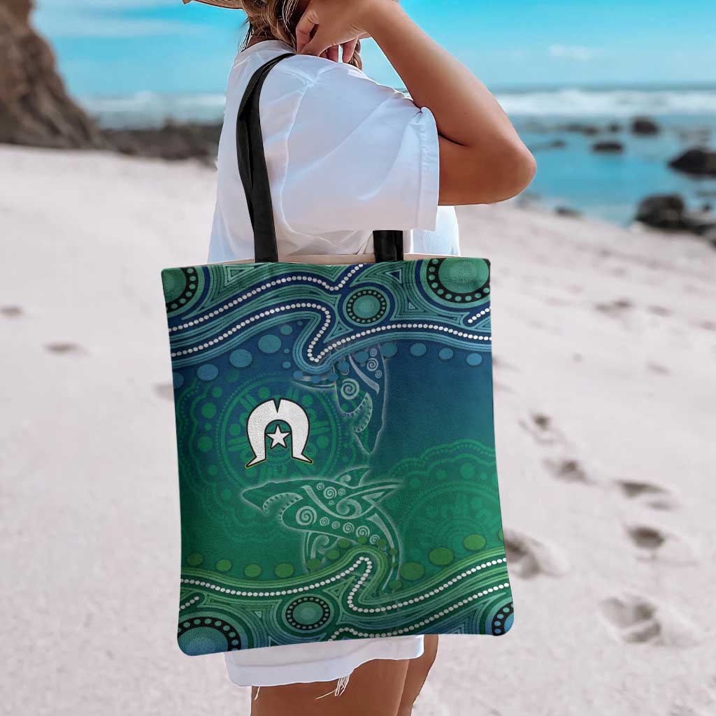 Torres Strait Islands Tote Bag Shark Indigenous Australian Tribal Dot Art