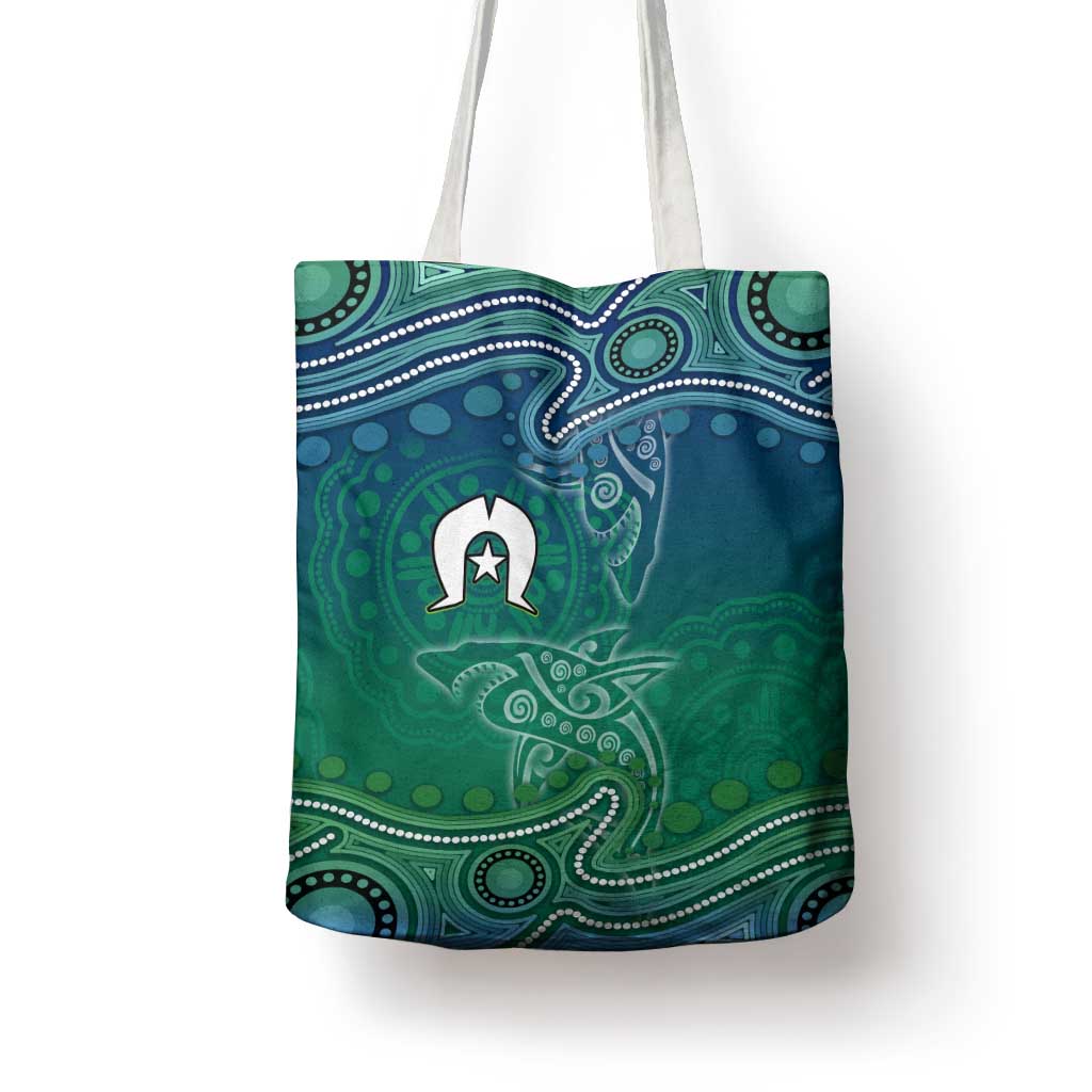 Torres Strait Islands Tote Bag Shark Indigenous Australian Tribal Dot Art