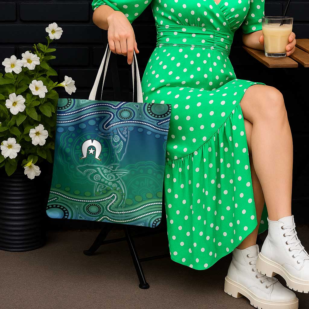 Torres Strait Islands Tote Bag Shark Indigenous Australian Tribal Dot Art