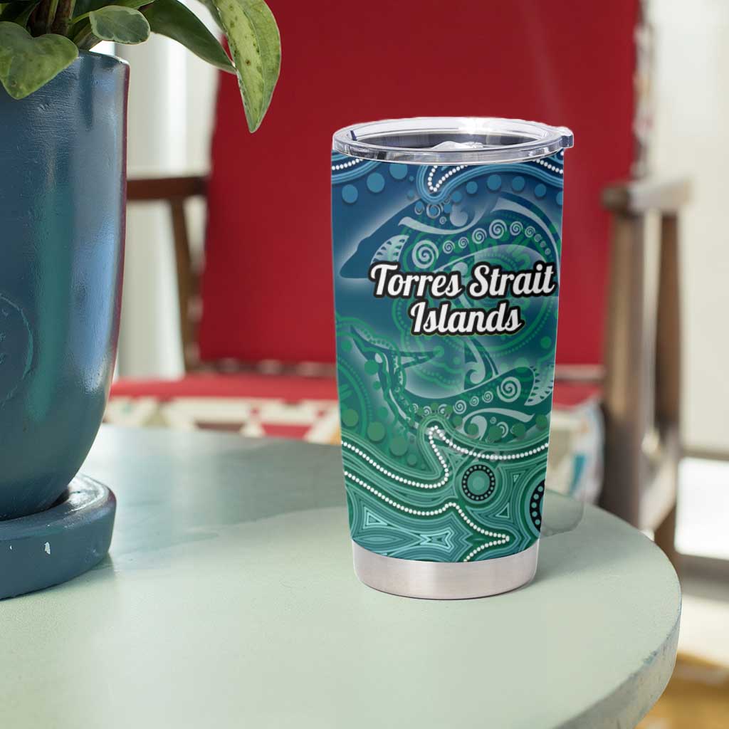 Torres Strait Islands Tumbler Cup Shark Indigenous Australian Tribal Dot Art