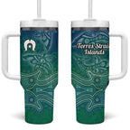 Torres Strait Islands Tumbler With Handle Shark Indigenous Australian Tribal Dot Art