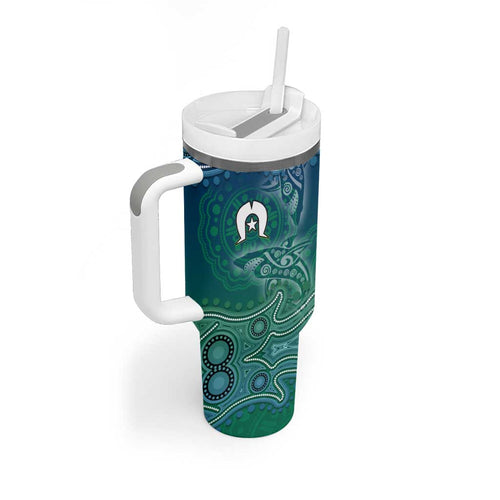 Torres Strait Islands Tumbler With Handle Shark Indigenous Australian Tribal Dot Art