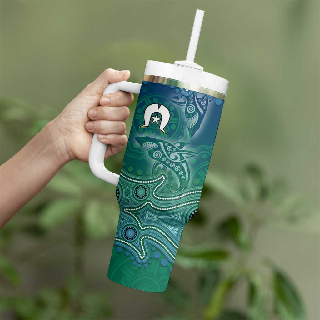 Torres Strait Islands Tumbler With Handle Shark Indigenous Australian Tribal Dot Art