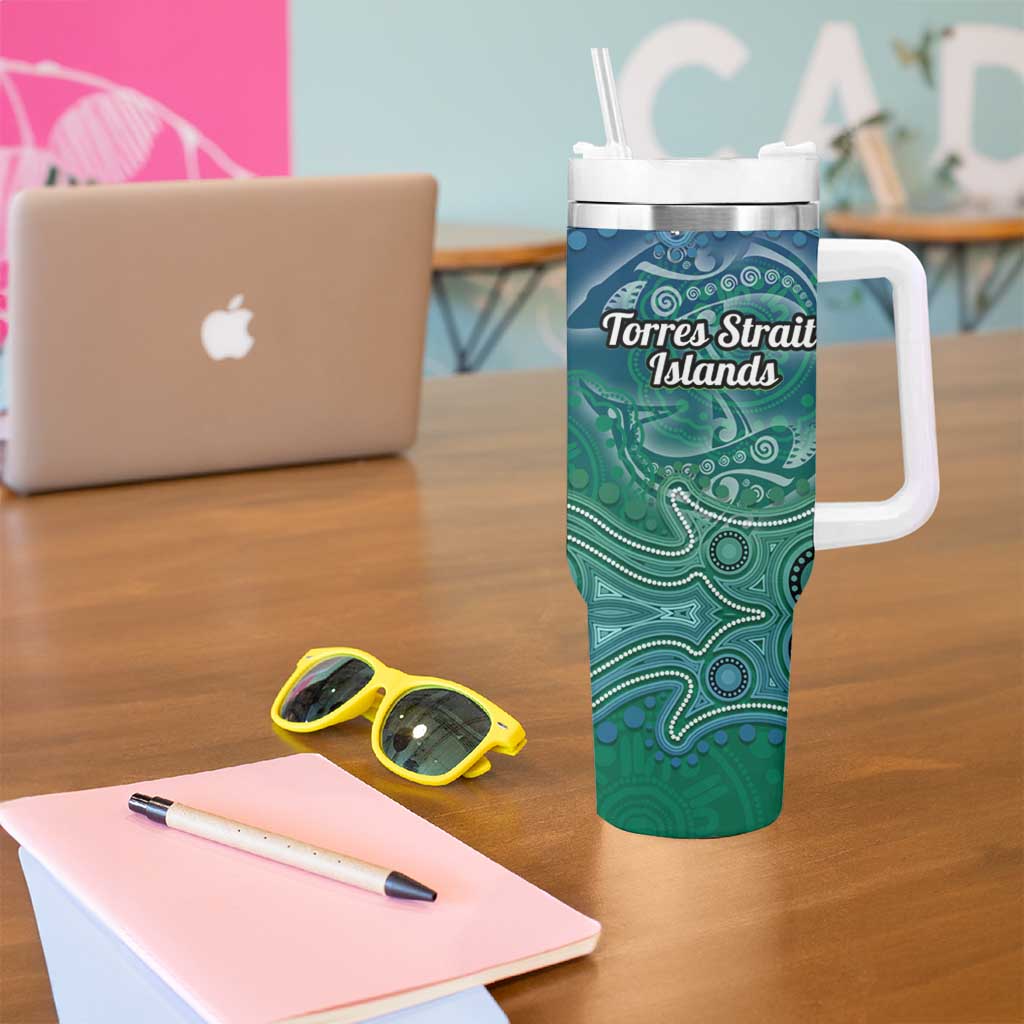 Torres Strait Islands Tumbler With Handle Shark Indigenous Australian Tribal Dot Art