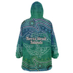 Torres Strait Islands Wearable Blanket Hoodie Shark Indigenous Australian Tribal Dot Art