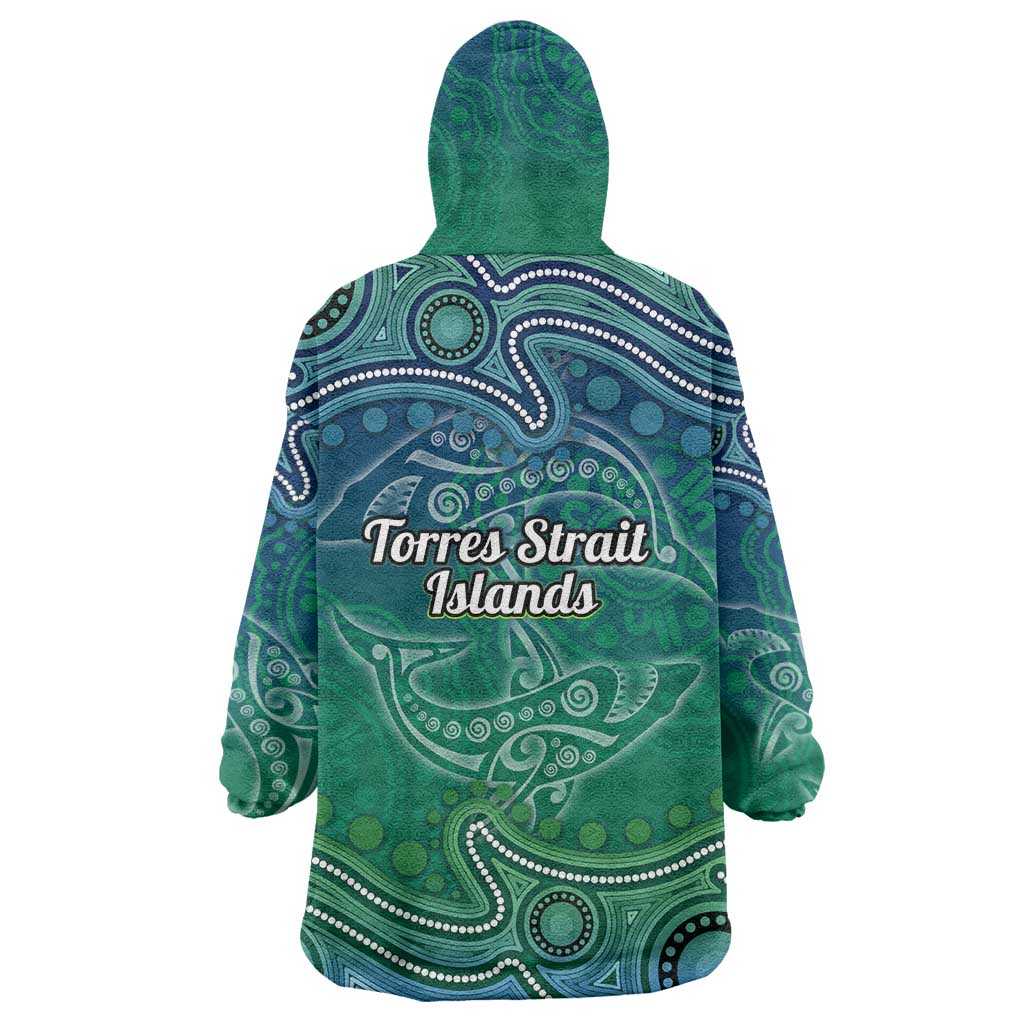 Torres Strait Islands Wearable Blanket Hoodie Shark Indigenous Australian Tribal Dot Art