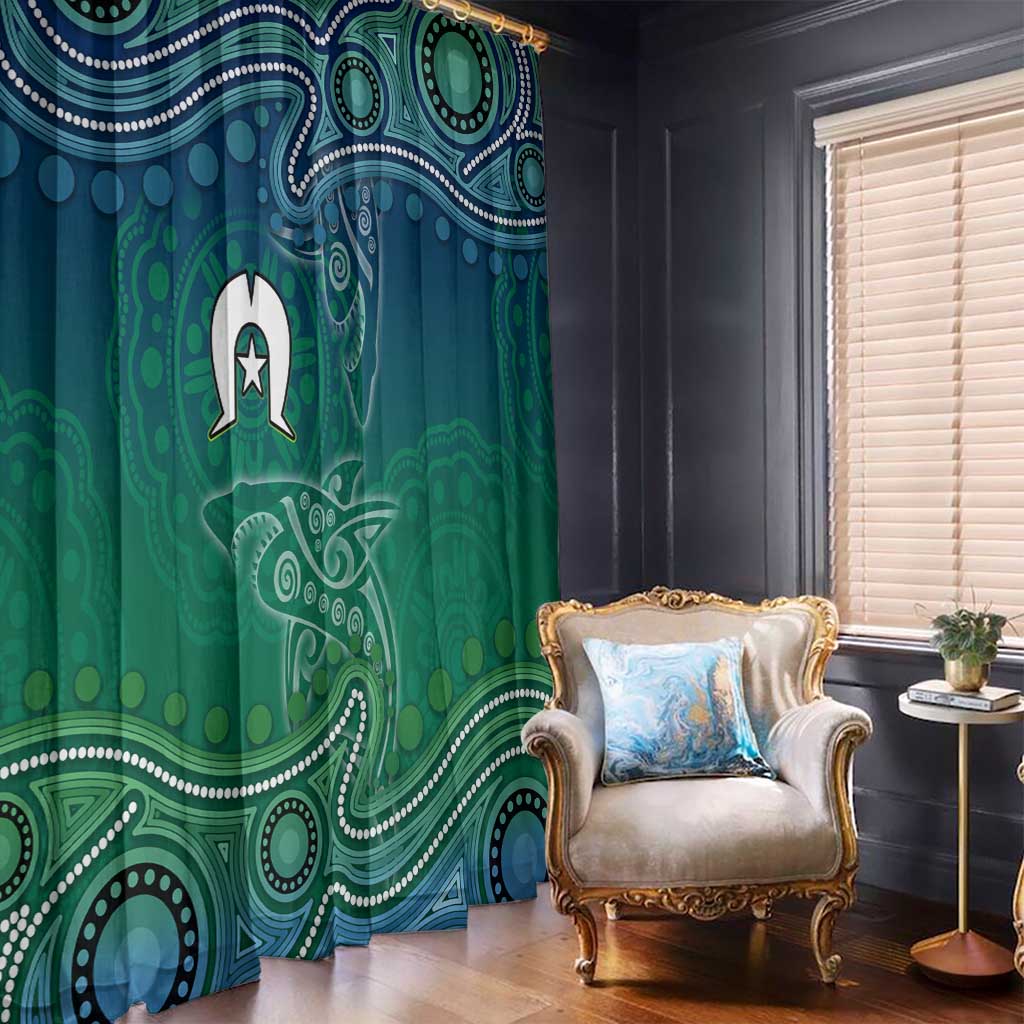 Torres Strait Islands Window Curtain Shark Indigenous Australian Tribal Dot Art