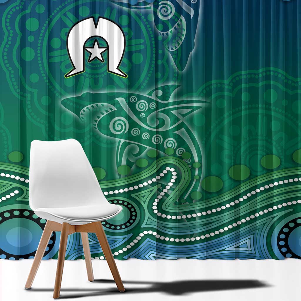 Torres Strait Islands Window Curtain Shark Indigenous Australian Tribal Dot Art
