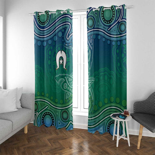 Torres Strait Islands Window Curtain Shark Indigenous Australian Tribal Dot Art