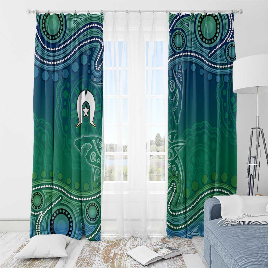 Torres Strait Islands Window Curtain Shark Indigenous Australian Tribal Dot Art