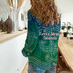 Torres Strait Islands Women Casual Shirt Shark Indigenous Australian Tribal Dot Art