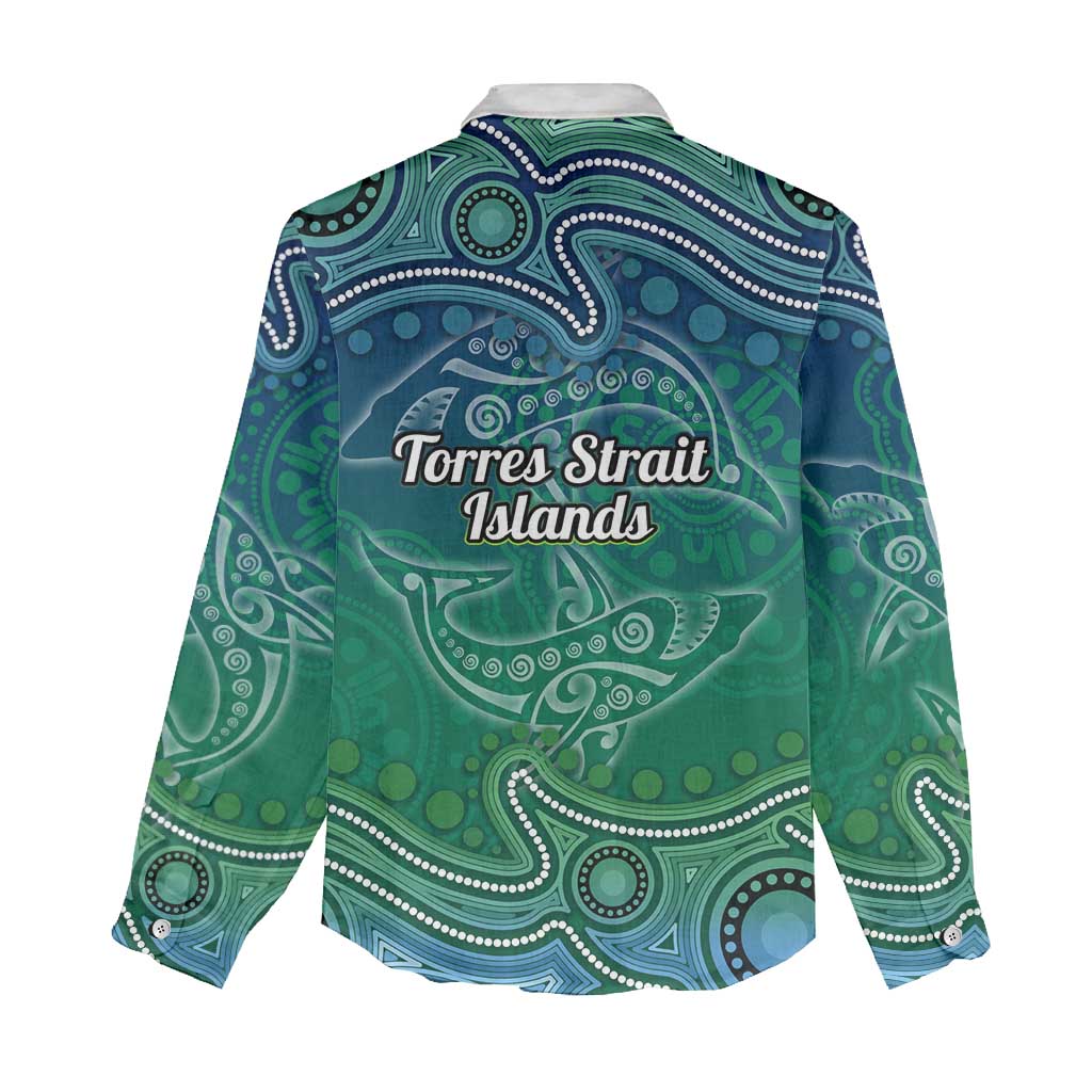 Torres Strait Islands Women Casual Shirt Shark Indigenous Australian Tribal Dot Art