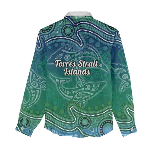Torres Strait Islands Women Casual Shirt Shark Indigenous Australian Tribal Dot Art