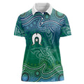 Torres Strait Islands Women Polo Shirt Shark Indigenous Australian Tribal Dot Art