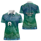 Torres Strait Islands Women Polo Shirt Shark Indigenous Australian Tribal Dot Art