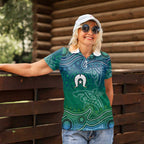 Torres Strait Islands Women Polo Shirt Shark Indigenous Australian Tribal Dot Art