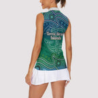 Torres Strait Islands Women Sleeveless Polo Shirt Shark Indigenous Australian Tribal Dot Art