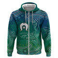 Torres Strait Islands Zip Hoodie Shark Indigenous Australian Tribal Dot Art