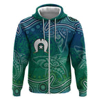 Torres Strait Islands Zip Hoodie Shark Indigenous Australian Tribal Dot Art